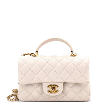 Chanel Classic Single Flap Top Handle Bag Quilted Caviar Mini