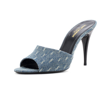 Saint Laurent Women's LA 16 Mules Monogram Denim