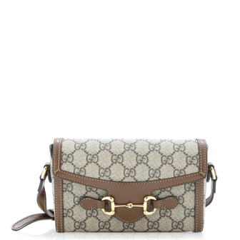 Gucci Horsebit 1955 Flap Crossbody Bag GG Coated Canvas Mini