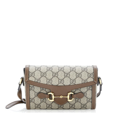 Gucci Horsebit 1955 Flap Crossbody Bag GG Coated Canvas Mini