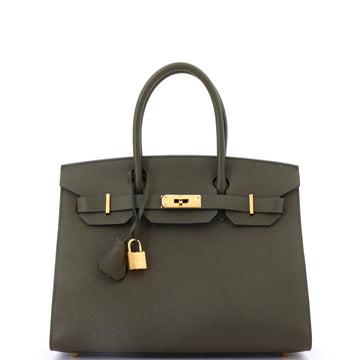 Hermes Birkin Sellier Bag Green Epsom with Gold Hardware 30