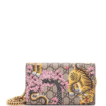 Gucci Chain Wallet Bengal Print GG Coated Canvas