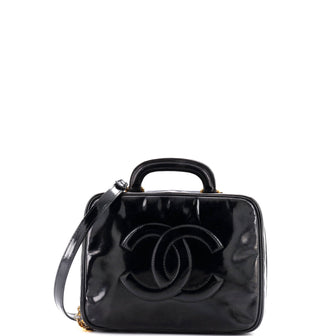 Chanel Vintage Timeless Zip Around Vanity Case Patent Small