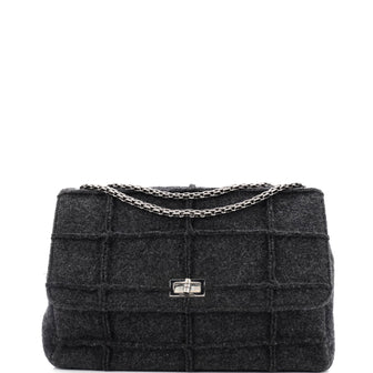 Chanel Chocolate Bar Mademoiselle Flap Bag Quilted Wool Jumbo