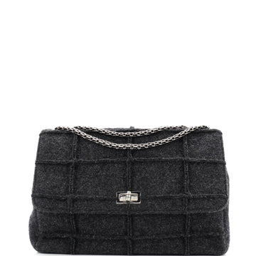 Chanel Chocolate Bar Mademoiselle Flap Bag Quilted Wool Jumbo