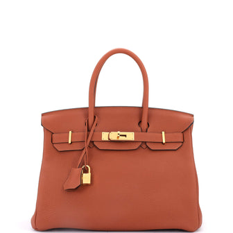 Hermes Birkin Handbag Brown Togo with Gold Hardware 30