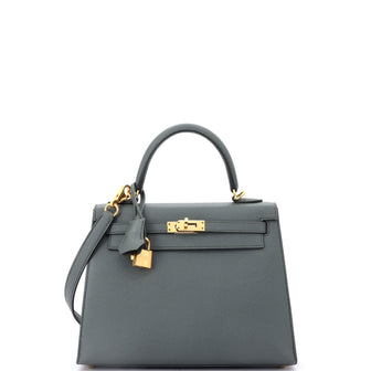 Hermes Kelly Handbag Green Epsom with Gold Hardware 25