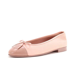 Chanel Women's CC Cap Toe Bow Ballerina Flats Leather
