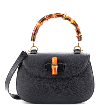 Gucci Vintage Convertible Bamboo Top Handle Bag Leather Medium