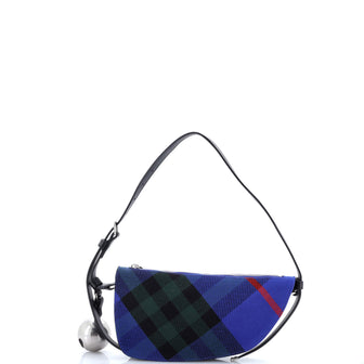 Burberry Shield Sling Shoulder Bag Check Canvas and Leather Mini