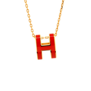 Hermes Pop H Pendant Chain Necklace Metal and Enamel
