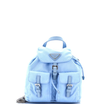 Prada Double Pocket Backpack Chain Shoulder Bag Re-Nylon Mini