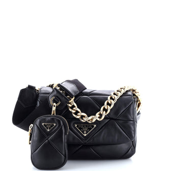 Prada System Flap Shoulder Bag Quilted Nappa Leather Small