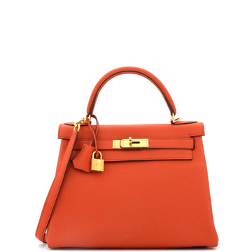 Hermes Kelly Handbag Orange Togo with Gold Hardware 28