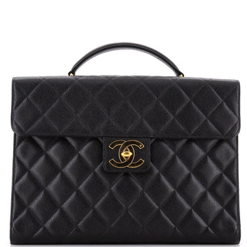 Chanel Vintage CC Briefcase Quilted Caviar Large