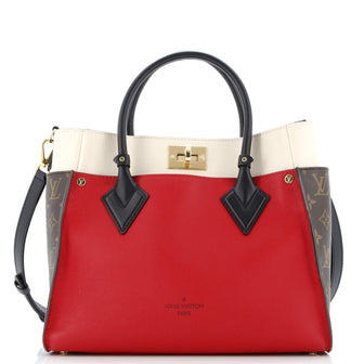 Louis Vuitton On My Side Tote Leather with Monogram Canvas MM