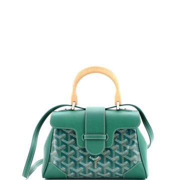 Goyard Saigon Top Handle Bag Coated Canvas with Leather Mini