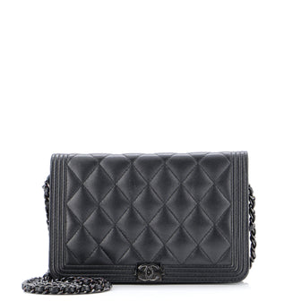 Chanel So Black Boy Wallet on Chain Quilted Caviar