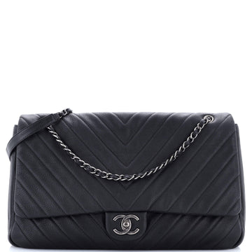 Chanel Airlines CC Flap Bag Chevron Calfskin XXL