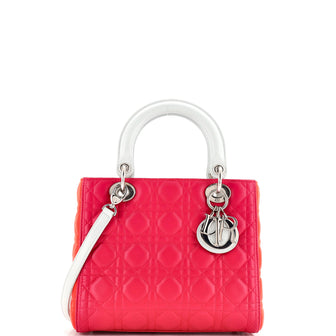 Christian Dior Tricolor Lady Dior Bag Cannage Quilt Lambskin Medium