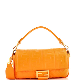 Fendi Baguette NM Bag Zucca Embossed Leather Medium