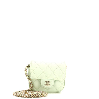 Chanel Classic Square Flap Clutch with Chain Quilted Caviar Mini