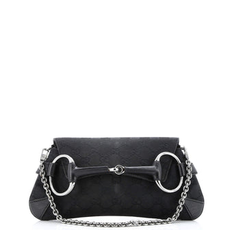 Gucci Horsebit Chain Clutch GG Canvas with Leather Medium