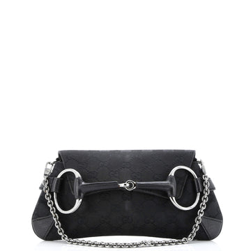 Gucci Horsebit Chain Clutch GG Canvas with Leather Medium