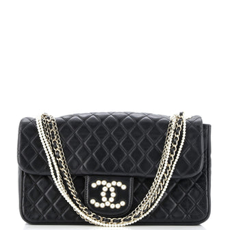 Chanel Westminster Pearl Chain Flap Bag Quilted Lambskin Medium