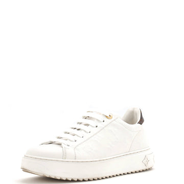 Louis Vuitton Women's Time Out Sneakers Monogram Embossed Leather with Monogram Canvas