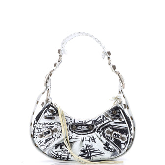 Balenciaga Le Cagole Graffiti Giant Studs Shoulder Bag Leather XS