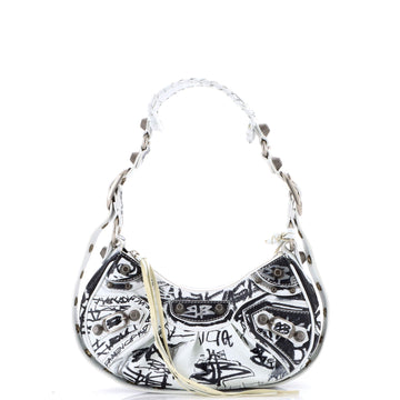 Balenciaga Le Cagole Graffiti Giant Studs Shoulder Bag Leather XS