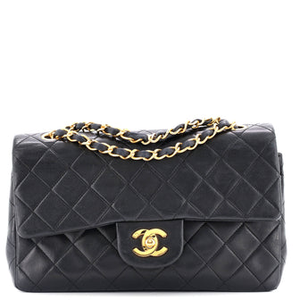 Chanel Vintage Classic Double Flap Bag Quilted Lambskin Medium