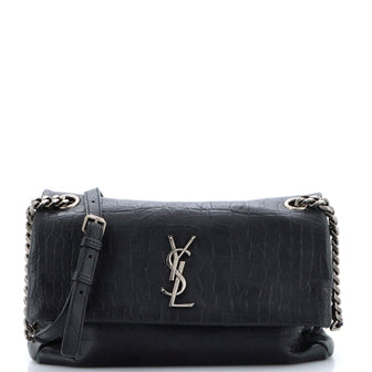 Saint Laurent West Hollywood Shoulder Bag Crocodile Embossed Leather Medium