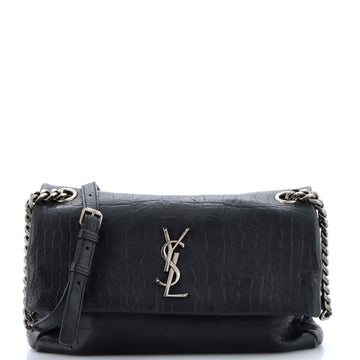 Saint Laurent West Hollywood Shoulder Bag Crocodile Embossed Leather Medium