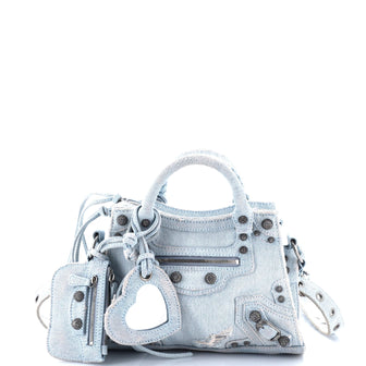 Balenciaga Neo Cagole City Bag Denim with Crystals XS