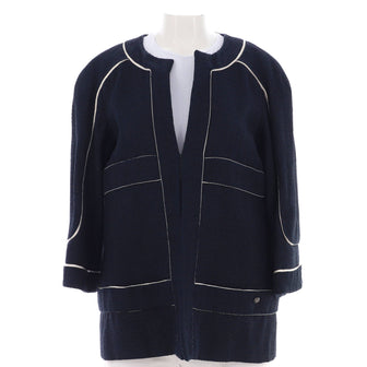 Chanel Women's Trim Collarless Jacket Tweed with SIlk