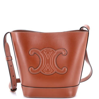 Celine Cuir Triomphe Bucket Bag Leather Small