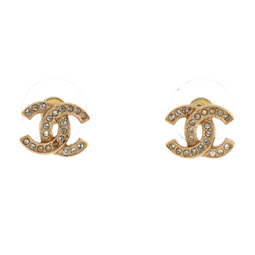 Chanel CC Stud Earrings Metal with Crystals