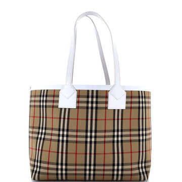 Burberry London Tote Vintage Check Canvas Small