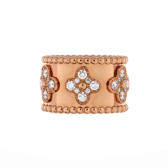 Van Cleef & Arpels Perlee Clovers Ring 18K Rose Gold with Diamonds Large