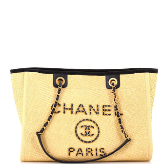 Chanel Deauville Tote Straw with Chain Detail Small