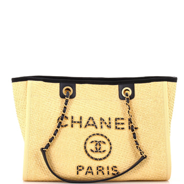 Chanel Deauville Tote Straw with Chain Detail Small