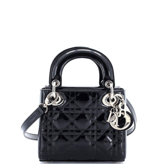Christian Dior Lady Dior Bag Cannage Quilt Patent Mini