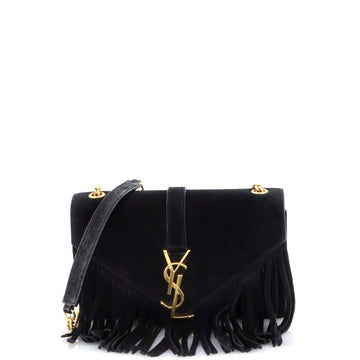 Saint Laurent Classic Monogram Fringe Crossbody Bag Suede Small