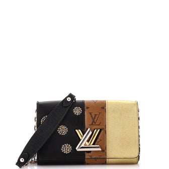 Louis Vuitton Twist Handbag Limited Edition Studded Reverse Monogram Canvas and Leather MM