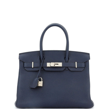 Hermes Birkin Handbag Blue Togo with Palladium Hardware 30