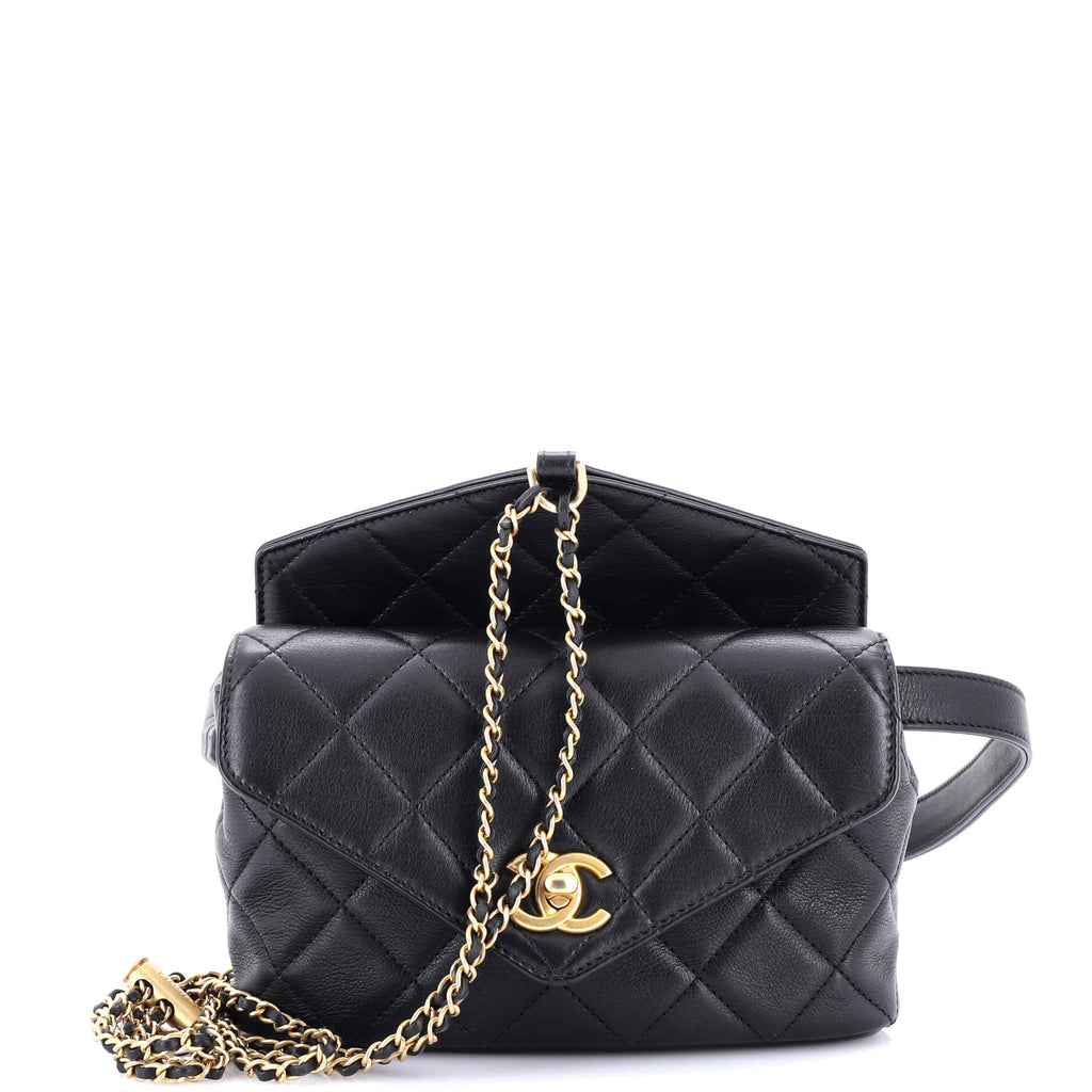 Chanel Carry With Chic Chain Flap Waist Bag Quilted Calfskin 336208 Chanel Carry With Chic Chain Flap Waist Bag Quilted Calfskin 336208