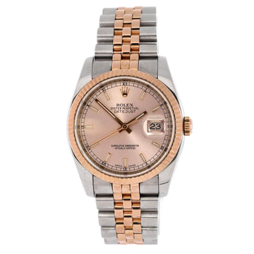 Rolex Oyster Perpetual Datejust Automatic Watch Stainless Steel and Rose Gold 36