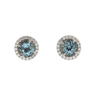 Tiffany & Co. Soleste Stud Earrings Platinum with Diamonds and Aquamarine